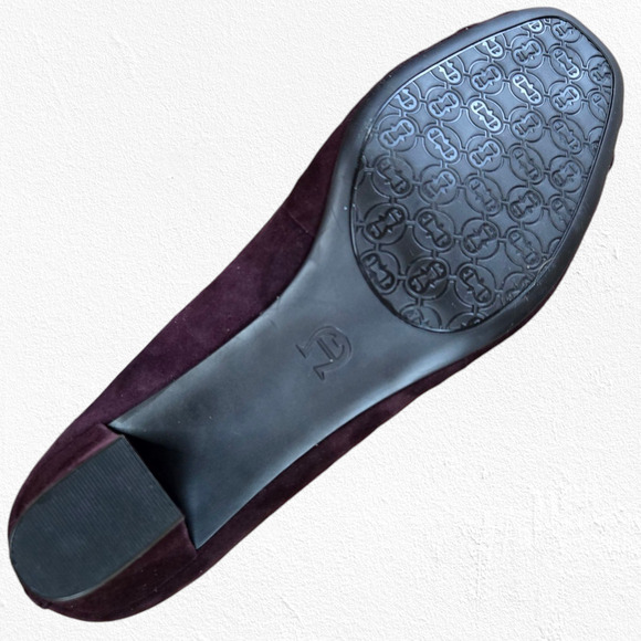 Y2K Etienne Aigner Purple Currant Suede Leather Round Toe Block Heels Size 9.5 - Picture 6 of 9